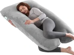 Litollo® Zwangerschapskussen XXL - Voedingskussen - Lichaamskussen - Body Pillow - 280cm - Zachte Fleece Stof - Grijs - Met Gratis Extra Afneembare Hoes (t.w.v. €29,95) -Goedkope Kleintje Kleding Winkel 1200x906
