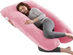 Litollo® Zwangerschapskussen XXL - Voedingskussen - Lichaamskussen - 280cm - Zachte Fleece Stof - Body Pillow - Afneembare Hoes - Roze