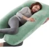 Litollo® Zwangerschapskussen XXL - Voedingskussen - Lichaamskussen - 280cm - Zachte Fleece Stof - Body Pillow - Afneembare Hoes - Olijfgroen