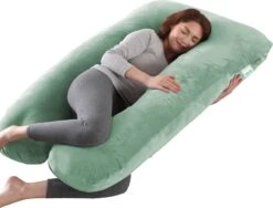 Litollo® Zwangerschapskussen XXL - Voedingskussen - Lichaamskussen - 280cm - Zachte Fleece Stof - Body Pillow - Afneembare Hoes - Olijfgroen