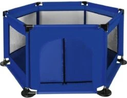 Merkloos Opvouwbare Speelbox Voor Kinderen - Babybox - Playpen - Reisbox - Kruipbox - Kinderbox Hekwerk - Mesh Box Zeshoekig Wasbaar - Blauw