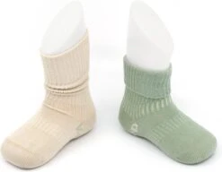 KipKep Babysokjes Groen: Bio Blijf-Sokjes - Maat 0-6 Mnd - Calming Green - 2 Paar -Goedkope Kleintje Kleding Winkel 1200x935