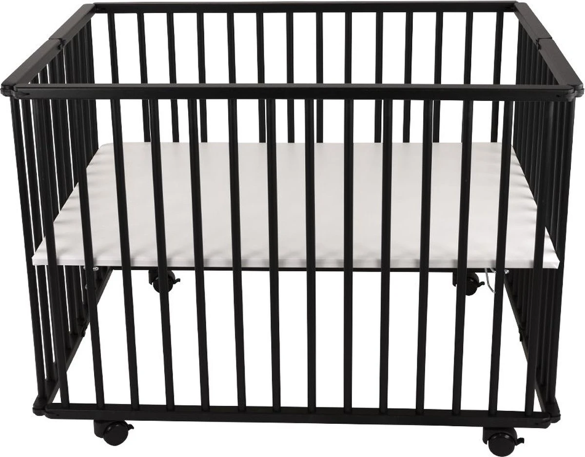 Cabino Baby Box Inklapbaar Met In Hoogte Verstelbare Bodem Zwart 2 Cabino Baby Box Inklapbaar Met In Hoogte Verstelbare Bodem Zwart - Afbeelding 2