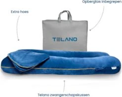 Telano Zwangerschapskussen XXL - Extra Hoes En Opbergtas - Exclusieve Gouden Rits - Velvet Stof - Voedingskussen - U Vorm - Extra Groot - Zijslaapkussen - Blauw -Goedkope Kleintje Kleding Winkel 1200x957