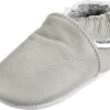 Grijze Effen Leren Babyslofjes Van Baby-Slofje Maat 20-21 Voor 6-12 Maanden