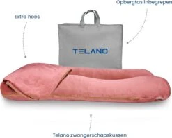 Telano Zwangerschapskussen XXL - Extra Hoes En Opbergtas - Exclusieve Gouden Rits - Velvet Stof - Voedingskussen - U Vorm - Extra Groot - Zijslaapkussen - Roze -Goedkope Kleintje Kleding Winkel 1200x967 6