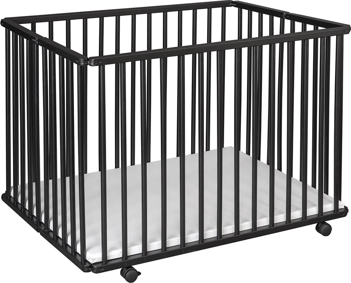 Cabino Baby Box Inklapbaar Met In Hoogte Verstelbare Bodem Zwart 4 Cabino Baby Box Inklapbaar Met In Hoogte Verstelbare Bodem Zwart - Afbeelding 4