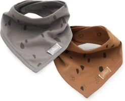 Jollein Slab Bandana Spot - Storm Grey/Caramel - 2 Stuks