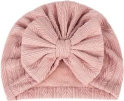 2 Stuks - Meisjes Babymutsjes Tulband - Grote Strik - Roze Beige - 3-15 Mnd -Goedkope Kleintje Kleding Winkel 1200x982