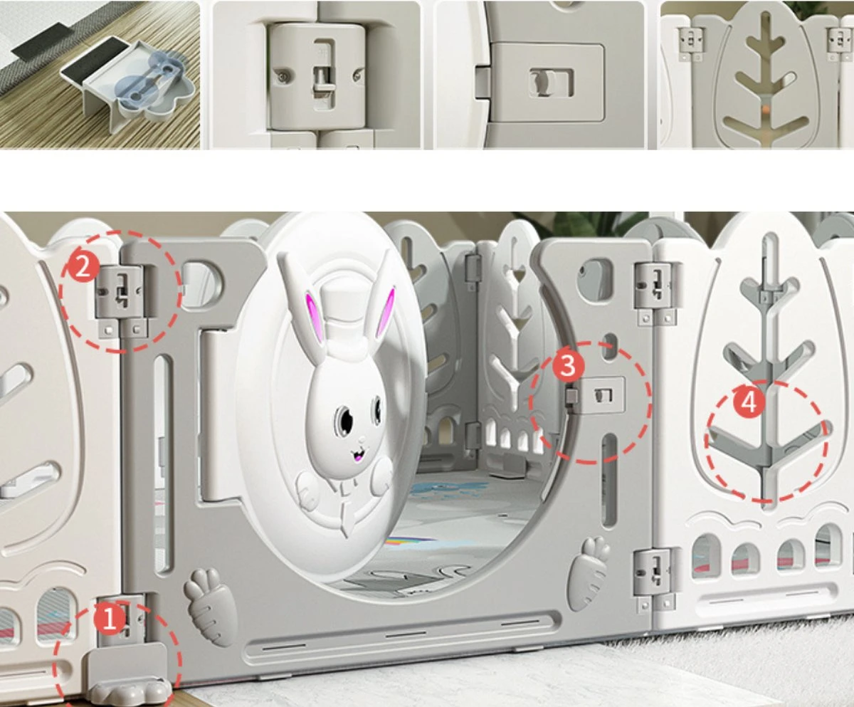 Merkloos Grondbox Konijn - Playpen - Roze 8 Merkloos Grondbox Konijn - Playpen - Roze - Afbeelding 8