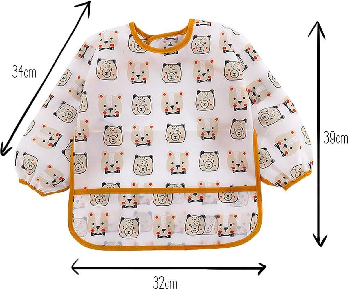 Merkloos Kliederschort Met Beertjes - Slabber Lange Mouwen - Schort / Slabbetje 3 Merkloos Kliederschort Met Beertjes - Slabber Lange Mouwen - Schort / Slabbetje - Afbeelding 3