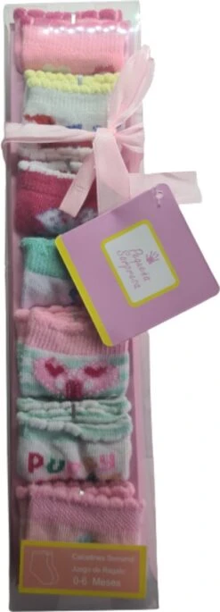 Merkloos Baby Sokken - New Born - Multipack - 0 Tot 6 Maanden - Kraam Cadeau - Pastel Kleuren - Diverse Prints -Meisjes Sokken - 7 Paar Sokken -Goedkope Kleintje Kleding Winkel 433x1200