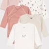 Petit Bateau Set Van 5 Katoenen Body's Met Lange Mouwen Voor Baby's Meisjes Rompertje - Maat 68