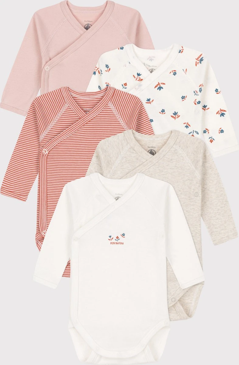 Petit Bateau Set Van 5 Katoenen Body's Met Lange Mouwen Voor Baby's Meisjes Rompertje - Maat 68 1 Petit Bateau Set Van 5 Katoenen Body's Met Lange Mouwen Voor Baby's Meisjes Rompertje - Maat 68