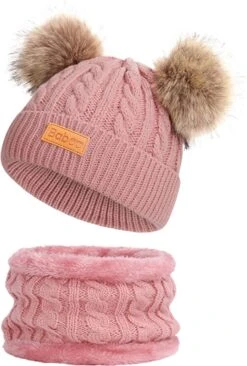 Baboo Baby Muts & Sjaal - Baby Kleding Jongens En Meisjes - Winter Kinderkleding - 0 Tot 2 Jaar - Onesize - Roze