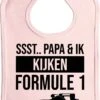 Slab - Ssst.. Papa & Ik Kijken Formule 1 - Slabber - Slabbetjes - Baby - F1 - F1 - Red Bull Racing - Max Verstappen - Drukknoop - Stuks 1 - Baby Roze