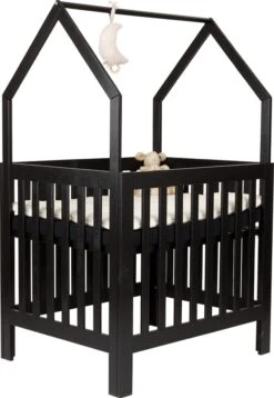 Colorful Collection - Box - Bart - Huis - Park - Babybox - Verstelbare Bodem - 80 X 100 Cm - Zwart