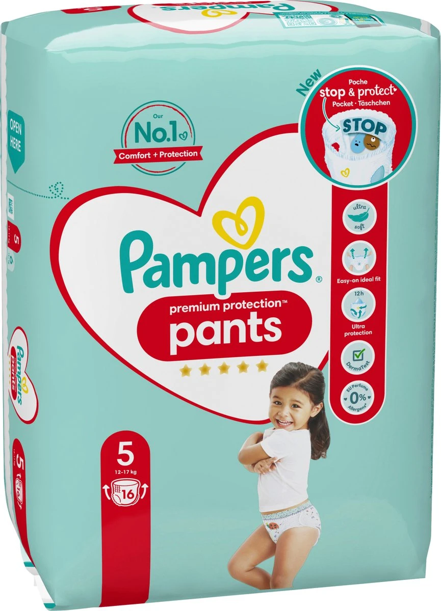 Pampers® Pampers Broek Premium Protection Maat 5 Junior, 12-17 Kg, Enkele Verpakking, 16 Stuks 2 Pampers® Pampers Broek Premium Protection Maat 5 Junior, 12-17 Kg, Enkele Verpakking, 16 Stuks - Afbeelding 2