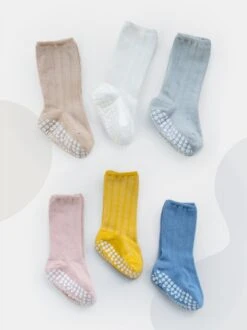 Merkloos Baby Sokken - Set 3 Paar - 6-12 Maanden - Antislip Sokken Baby - Babysokken - Baby Sokjes - Unisex - Kaki/Lichtgrijs/Geel -Goedkope Kleintje Kleding Winkel 897x1200