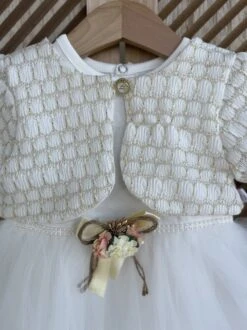 Merkloos Luxe Feestjurk-bruidsjurk-doopjurk-doopkleding-bruidsmeisjes-doopsel-bruiloft-verjaardag-fotoshoot-tule Jurk Met Jasje-baby Jurk-tweedelige Set-effen Katoenen Jurk Met Steentjes- Wit Ivoor Kleur - Goudkleur-glitter- Maat 74 - 9 Maanden Tem 12 Maanden -Goedkope Kleintje Kleding Winkel 899x1200 5