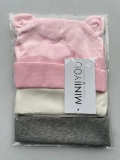 3 Pack Babymutsjes Newborn BEERvorm Roze Wit Grijs - Beren Oortjes -Goedkope Kleintje Kleding Winkel 900x1200 19